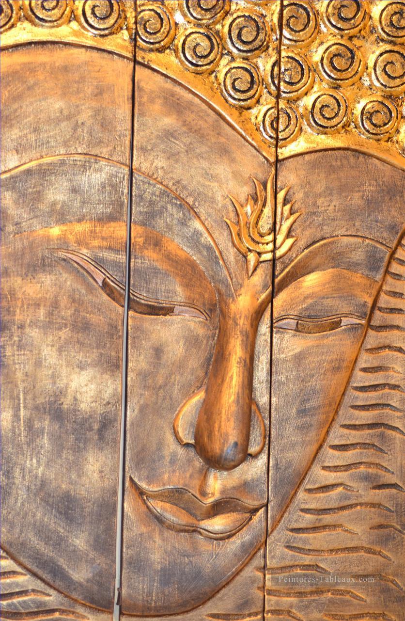 Tête de Bouddha en poudre dorée bouddhisme Peintures à l'huile
